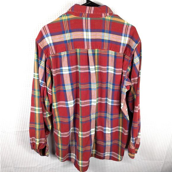 INC International Concepts L Red Multicolor Plaid Button Shirt 100% Cotton Men’s - Picture 3 of 3